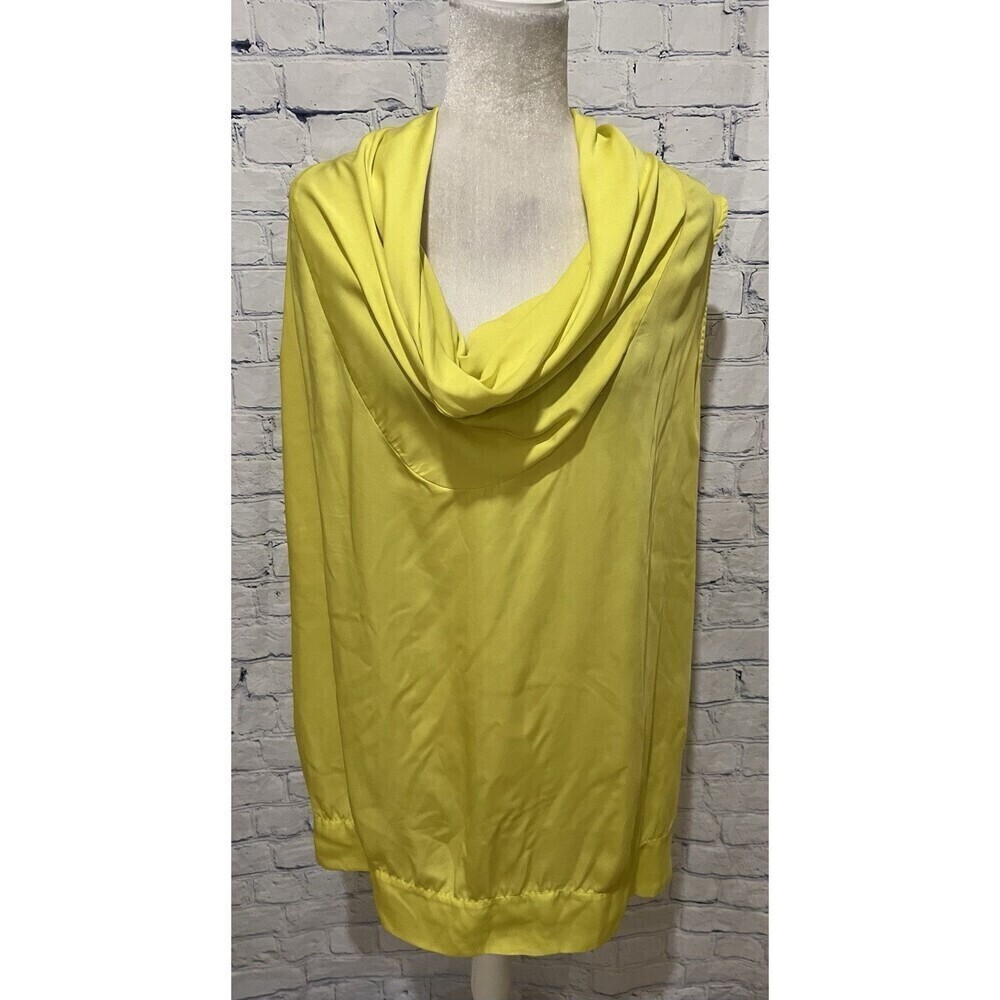 Lane Bryant Women's Cowl Neck Tank Top Size 26/28 Neon Yellow Ribbed Waist
